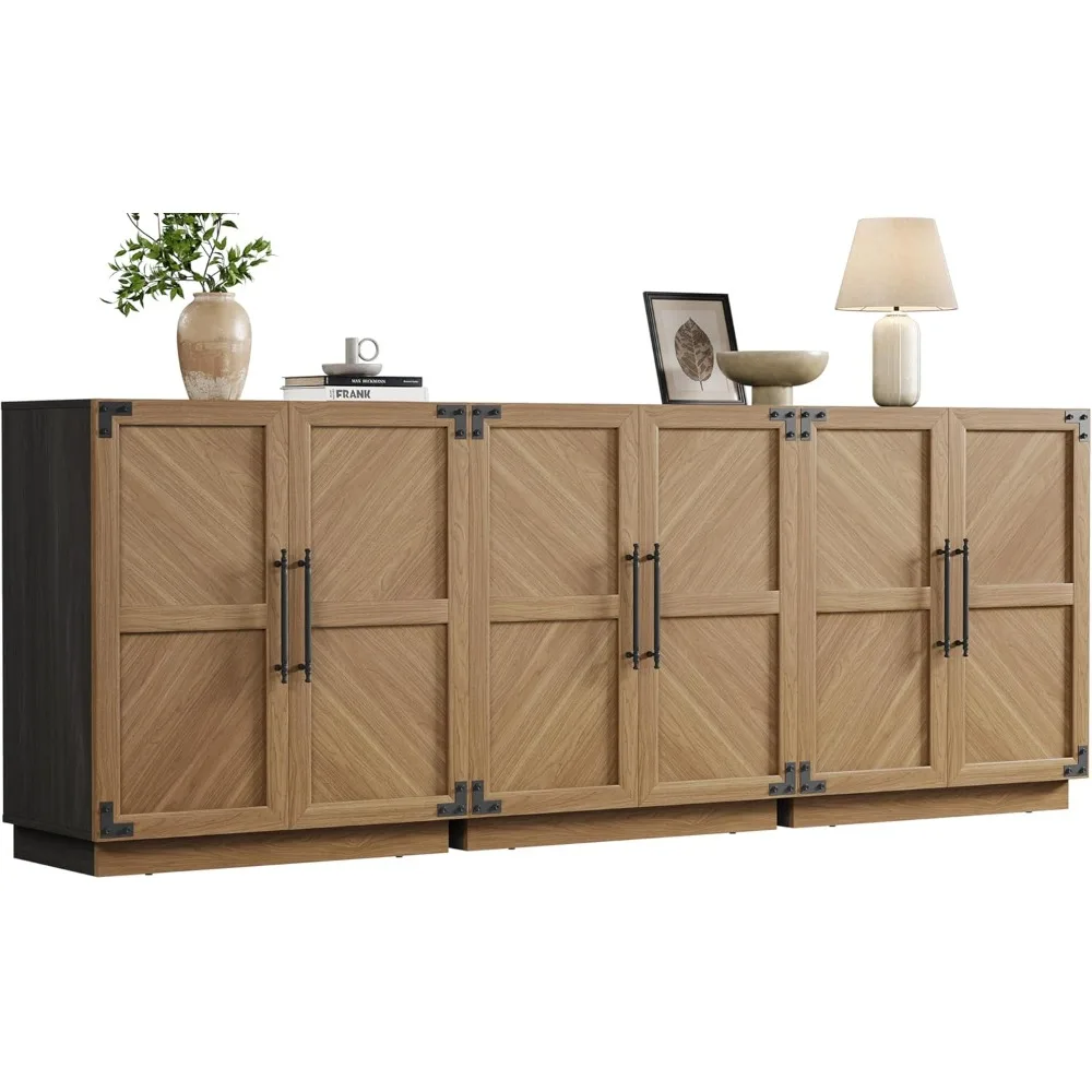 

Sideboard Buffet Cabinet with Storage - Modern Farmhouse Credenza with Doors and Adjustable Shelves Fluted Kitchen Buffet