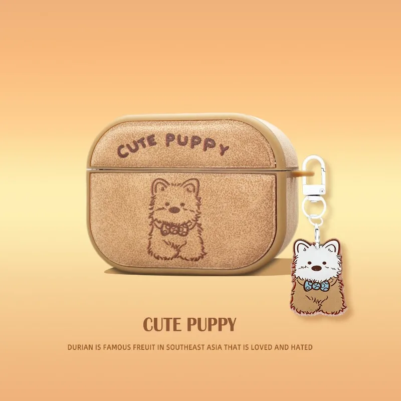 PU Leather Little Puppy Earphone Case For Huawei FreeClip 2 FreeBuds Pro 3 Pro4 7i 6i 5i SE2 SE3 Cover Protective Pendant Funda