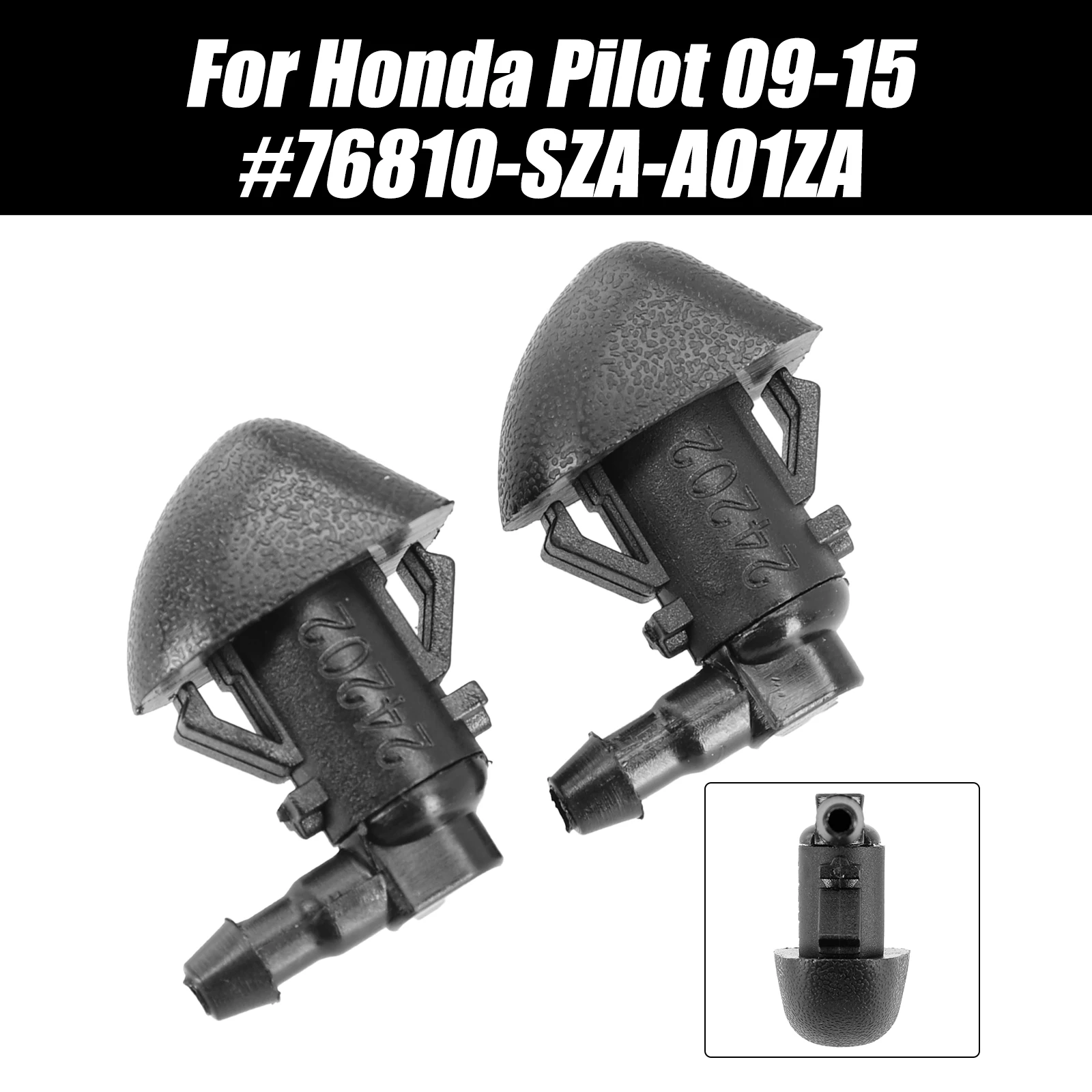 2Pcs Front Windshield Wiper Water Spray Jet For Honda Pilot 09-15 76810-SZA-A01ZA Car Front Windshield Washer Nozzles