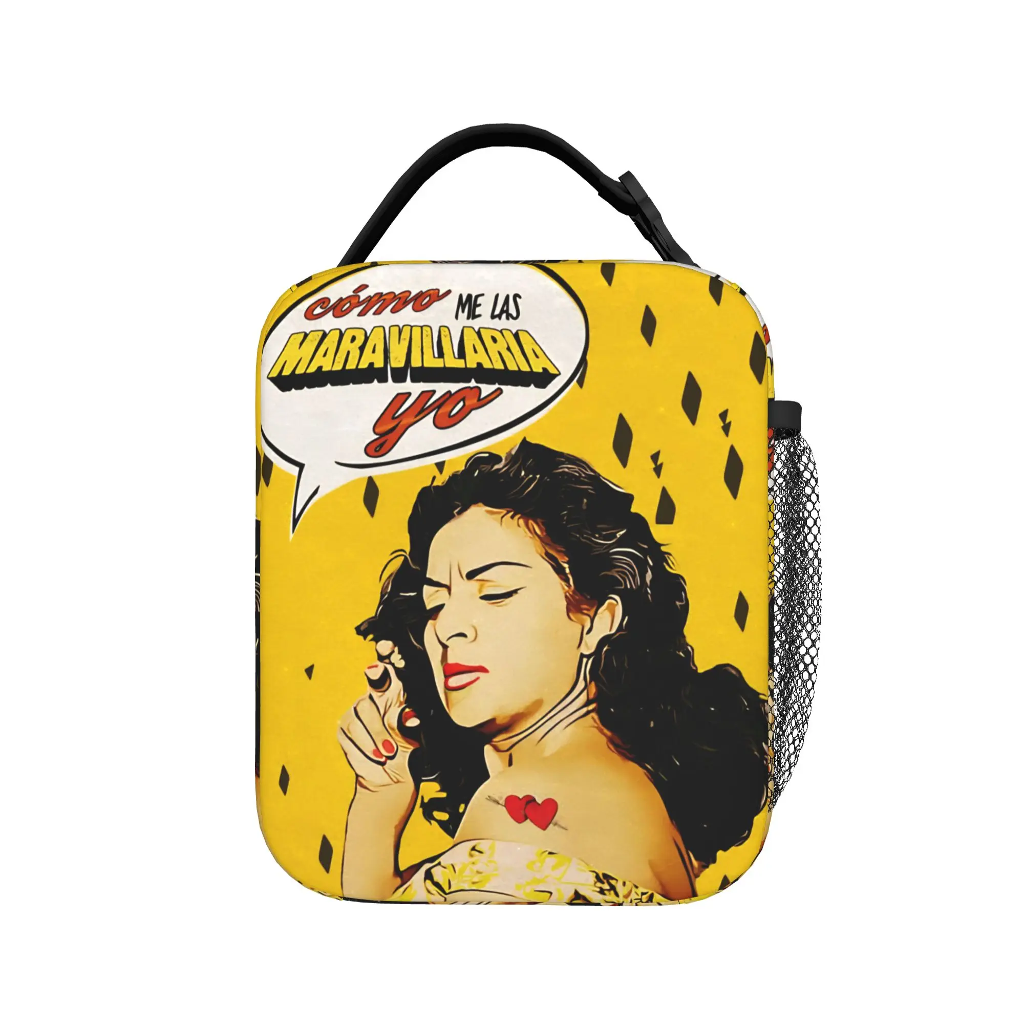 

Винтажная сумка для обеда Lola Flores в стиле комиксов, портативная термосумка для пикника на открытом воздухе, сумка-холодильник с принтом Оксфорд для мужчин