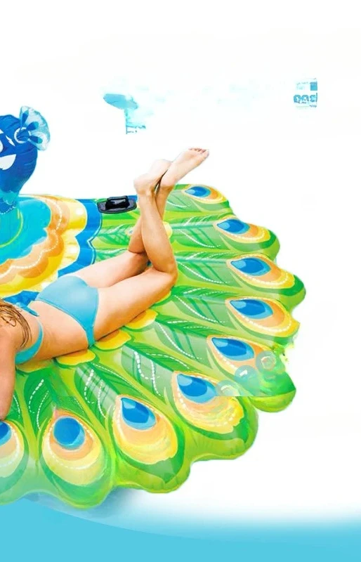For PVC Air Mattress Inflatable Floating Bed Peacock Water Cushion Water Swimming Recliner Beach Mat Equipment