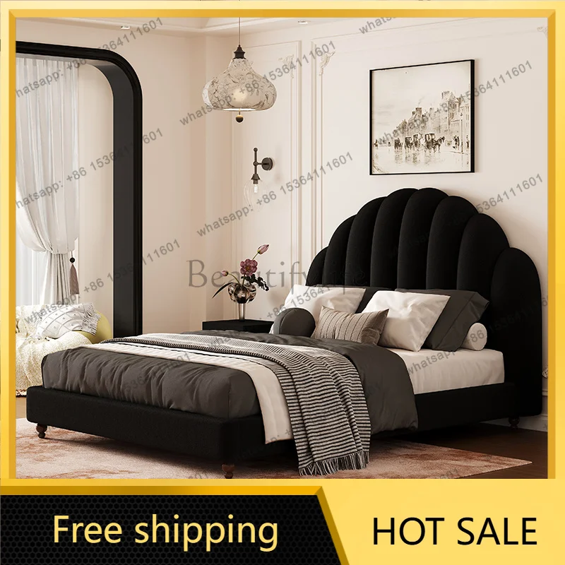 XX.Double Modern Bed Bedsleeping Safe Platform Design Simple Headboards Bed Bedroom Human Dog Letto Matrimoniale Trendy Furnitur
