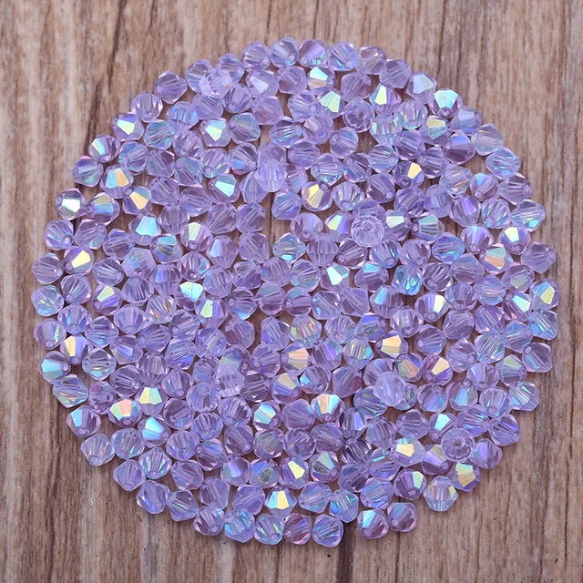Jasnofioletowy AB 4mm 100szt Austria Crystal Bicone Beads 5301 Luźne kryształowe koraliki Naszyjnik Bransoletka Biżuteria Ręcznie robiona S-61