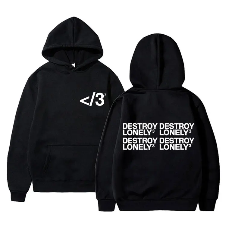 

Rapper Destroy Lonely Album Graphic Hoodie Men Women Hip Hop Fashion Pop Music Sweatshirt Men's Casual Fleece Oversized Pullover