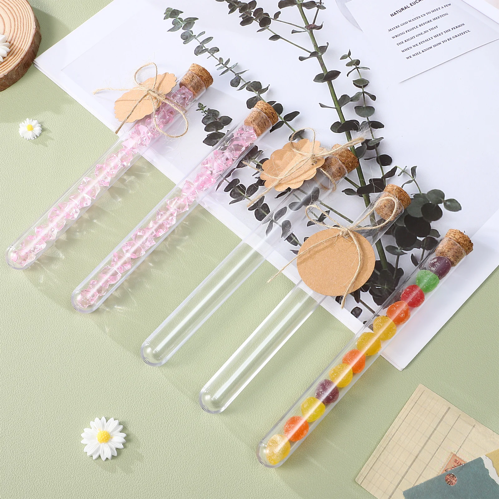 

30Pcs Transparent Test Tube Set Plastic with Cork Lids for DIY Projects Science Lab Storage Craft Decorations Labeling System