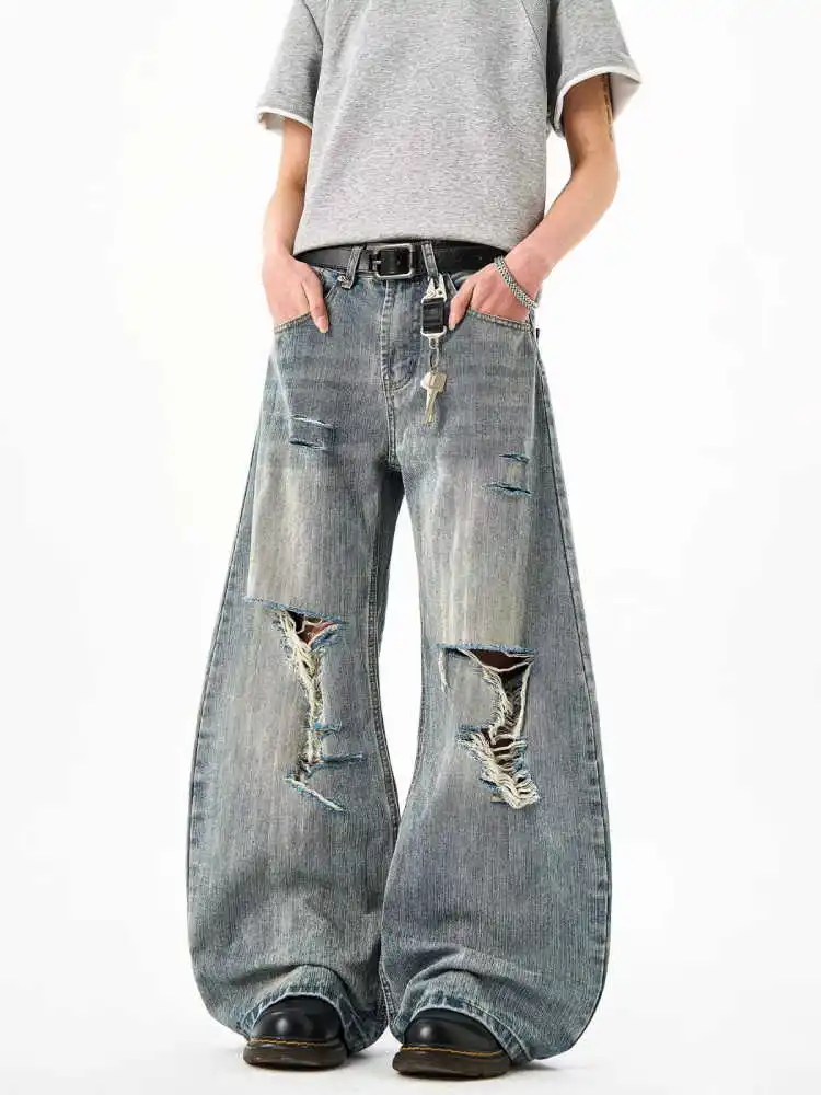 المرأة Y2k فضفاض ممزق الجينز Harajuku خمر سراويل جينز اليابانية 2000s نمط صديقها الجينز السراويل الطويلة الملابس كبيرة الحجم