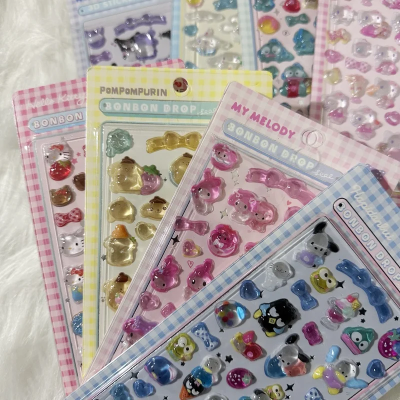 

2026Новая 3D рельефная наклейка Sanrio с кристаллами для Meileti Kitty Yuguigou, чехол для телефона, сделай сам, однотонная наклейка