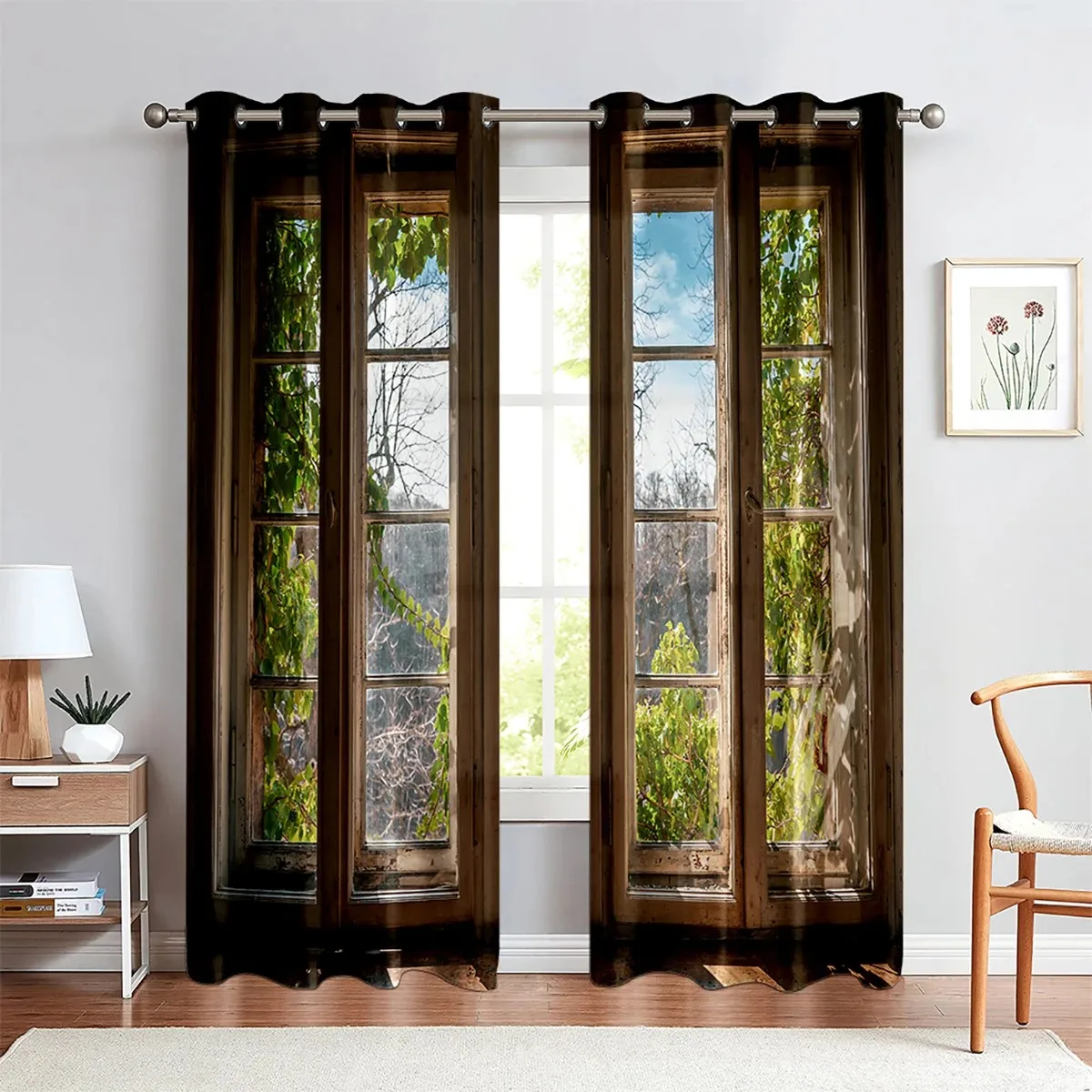 

3D Printing Realistic Effect Forest Sea Landscape Window Curtains Bedroom Living Room Kitchen Curtain Decor 2 Pieces Cortinas