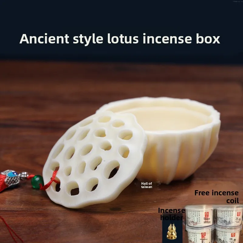 Ivory Nut Lotus Seedpod Incense Holder Zen Incense Box Stick Coil Censer Household Travel Tea Table Decor Ornament