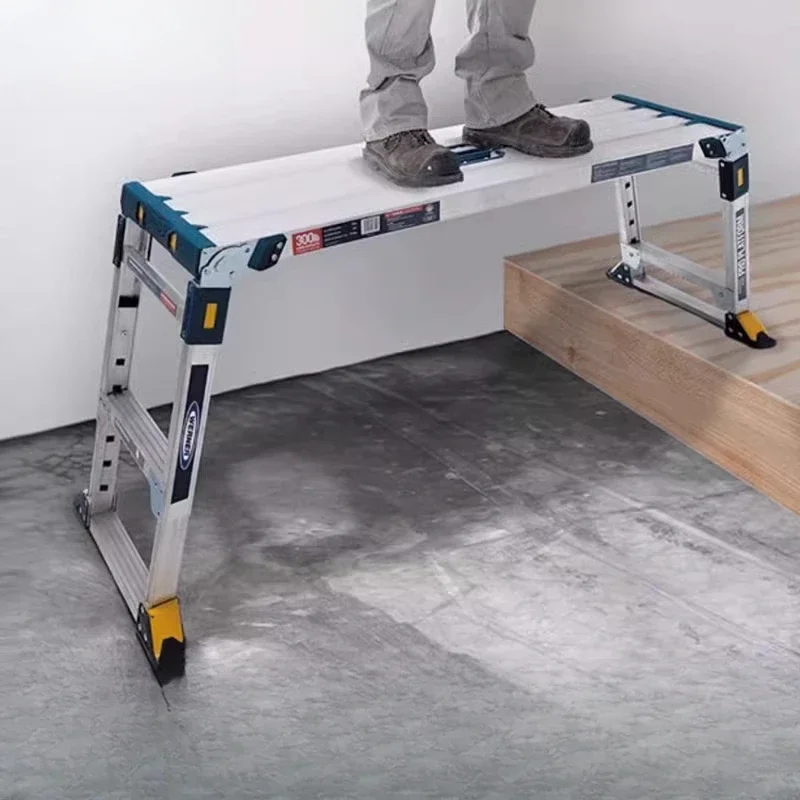 Ladder thickened aluminum alloy platform ladder horse stool engineering ladder telescopic folding multifunctional scaffolding