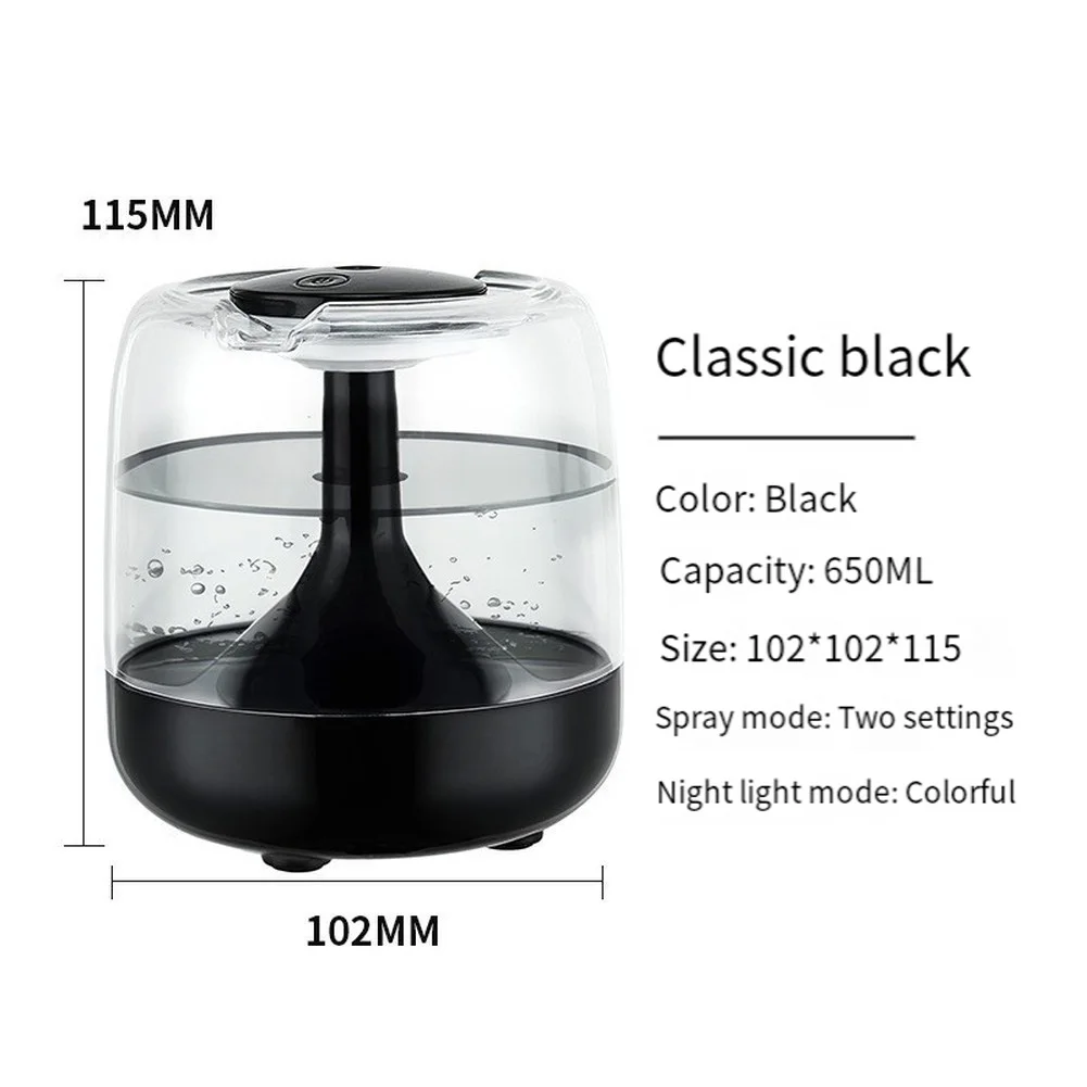 مرطب عطري USB هادئ 650 مل مع ضوء LED ملون ومؤقت مصمم للاستخدام المكتبي للحفاظ على هواء مريح