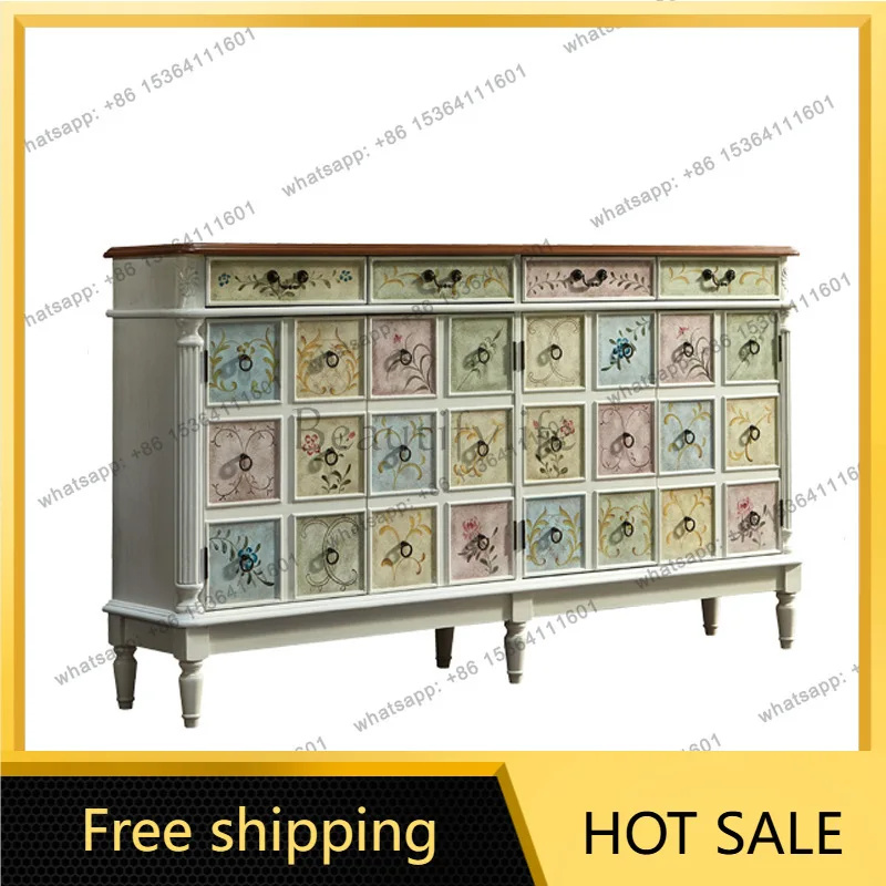 ZJ. American large capacity adjustable baffle retro white painted cabinet