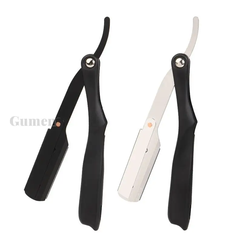 Pro Straight Edge Barber Manual Razor For Men Face Care Shaving Beard Hair Removal Tools Folding ABS Handle with 10pcs Blades