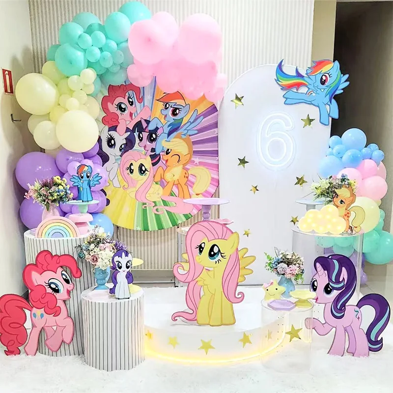 Kit de Guirnalda de Globos con Temática de My Little Pony, Globos de Látex, Globos con Números, Decoraciones para Fiestas de Cumpleaños y Baby Shower