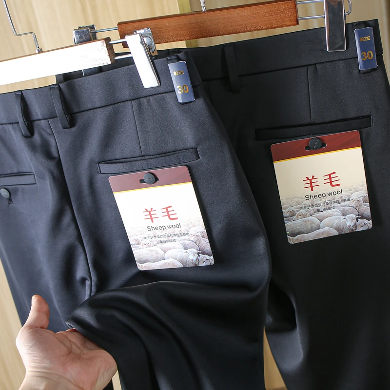 

Men's Casual Wool Blend Trousers Autumn Winter Straight Leg Long Pants Faionable Comfortable Lightweight Busin Series