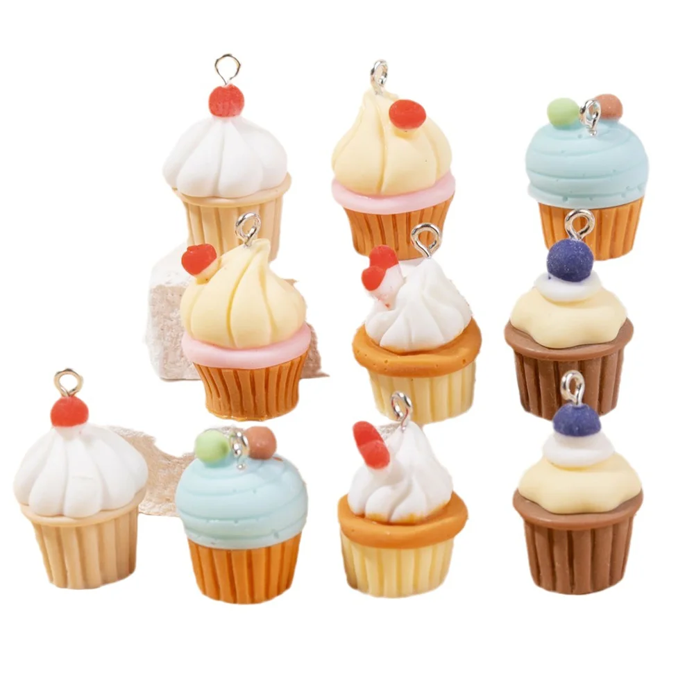 10pcs 3D Fruit Cake Resin Charms for DIY Jewelry Making