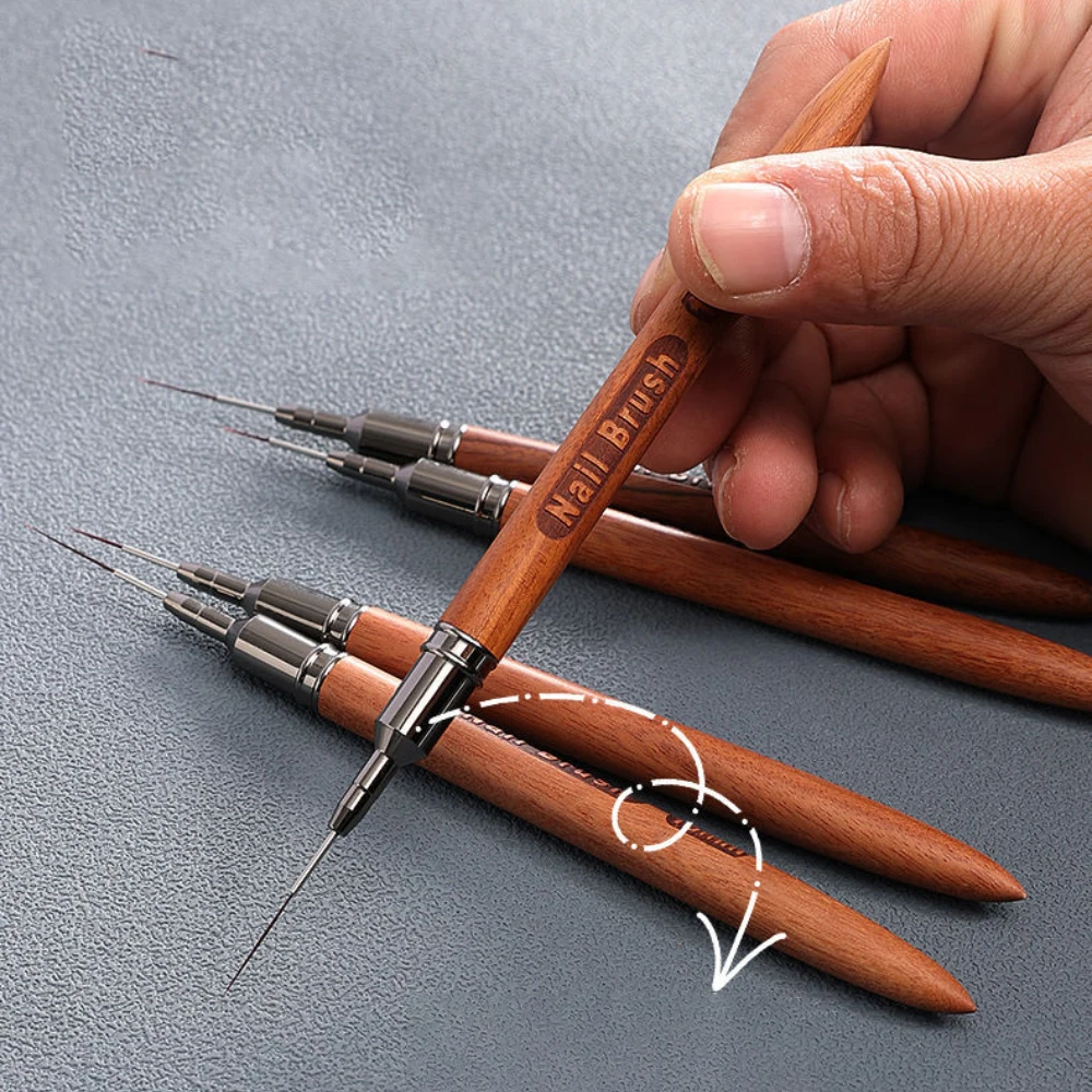 

1 шт., кисти для ногтей из сандалового дерева, 6/9/15 мм, ультратонкие натуральные длинные французские полоски, крючок, край, УФ-гель, инструменты для дизайна ногтей
