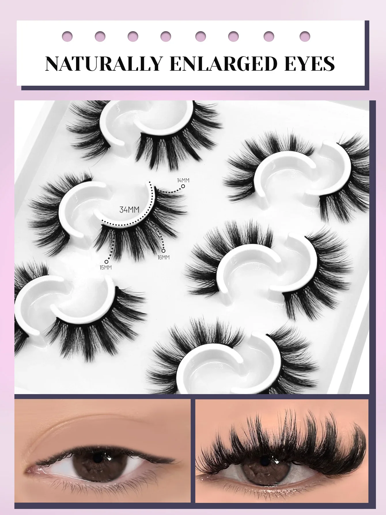 3D Natural False Lashes Cat Eye Eyelashes Fluffy Soft Cross 6 Pairs Manga Lashes Wispy Natural Eyelash Extension