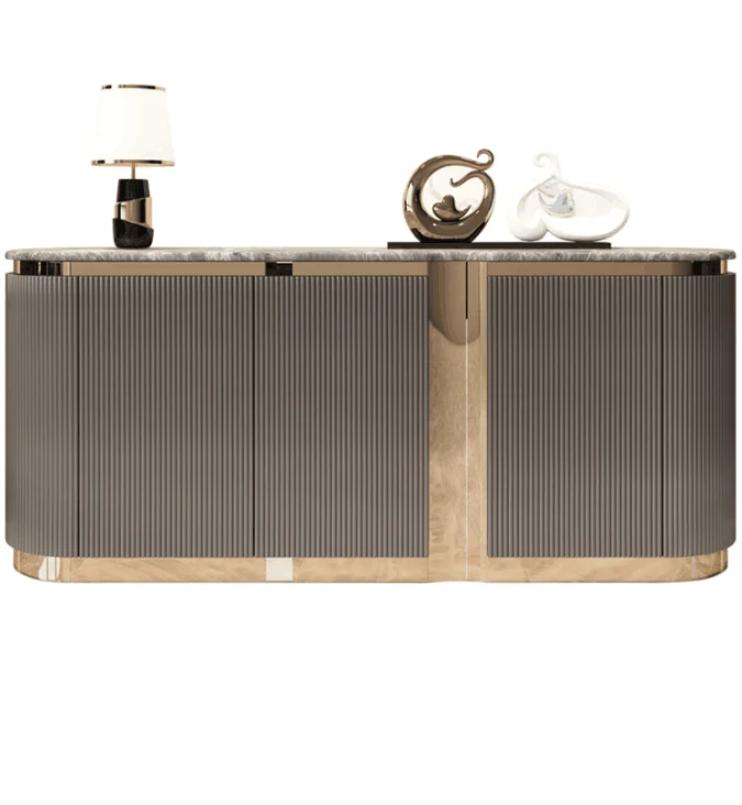 

Italian paint stainless steel porch cabinet rock slab light luxury dining side cabinet modern simple solid wood against the wall