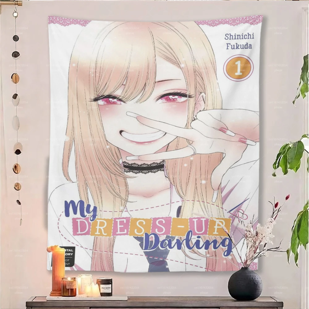 K-Kitagawa Anime Tapestry, Cute Anime Girl Wall Hanging Tapestry, Kawaii Anime Room Decor for Bedroom Dorm, Perfect Anime Fans