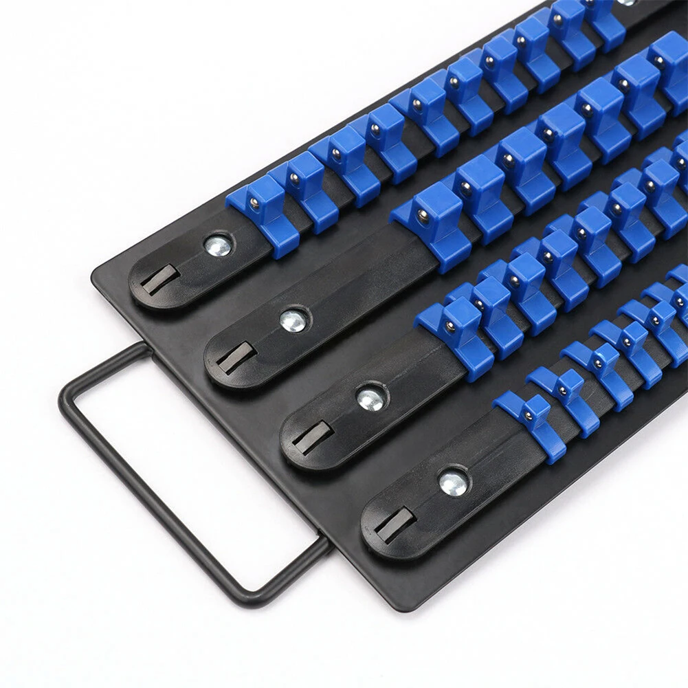 80Pcs Socket Wrench Holder Set with 4 Inch 3/8 Inch 1/2 Inch Drive Rails for Organizing Sockets in Tool Storage