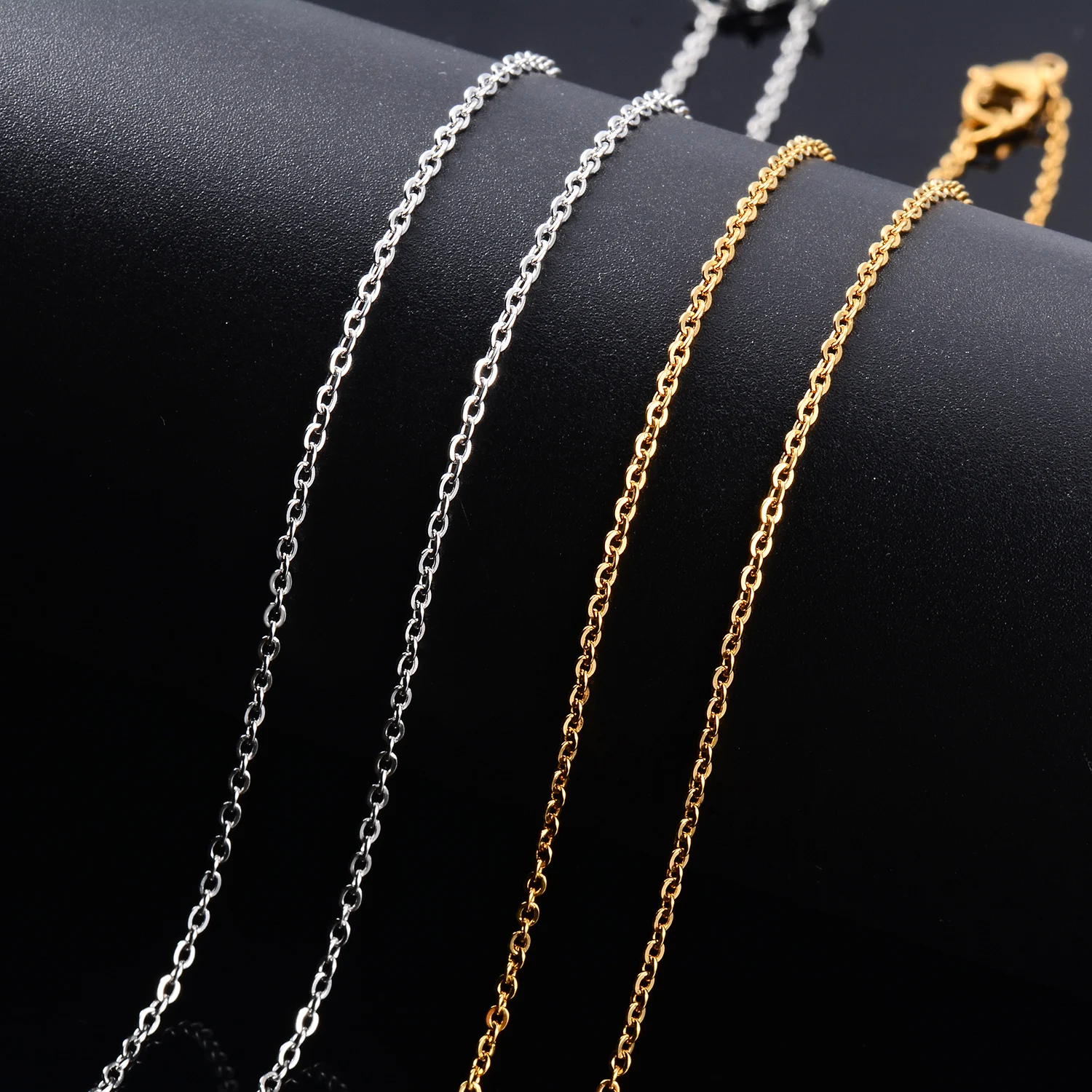 5 Stück/Set Klassische Edelstahl-Kabel-Rolo-Halskette Großhandel Metall-O-Kette Schmuckzubehör für Damen und Herren – Detail 2