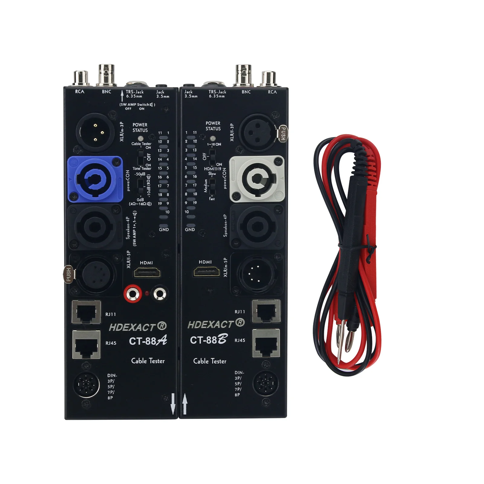 CT-88A Sender + CT-88B Receiver Audio Cable Tester RJ45 Cable Tester High-Definition-compatible for 16 Types