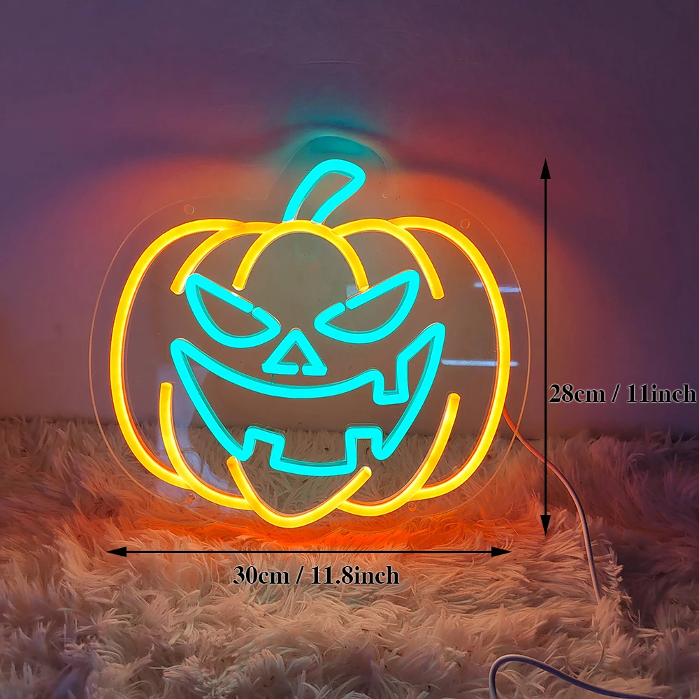 Halloween Pumpkin Neon Sign Decoration Led Lighted Signage for Outdoor Garden Indoor Neon Wall Décor Party Business Gifting