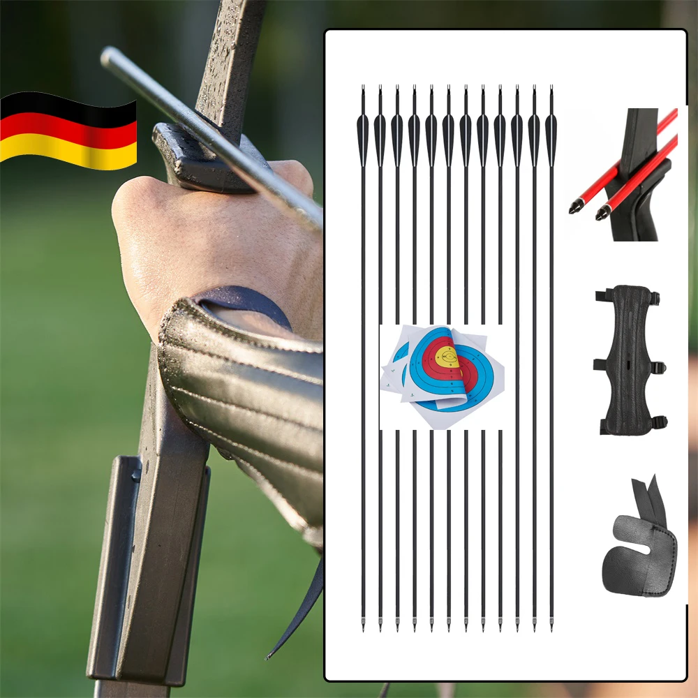 Image of 20/30/40LBS Recurve-Bogen zum Selbstbau, Pfeilset, Arm- und Fingerschutz, für Erwachsene Anfänger, Sport-Profis, Schießpfeile