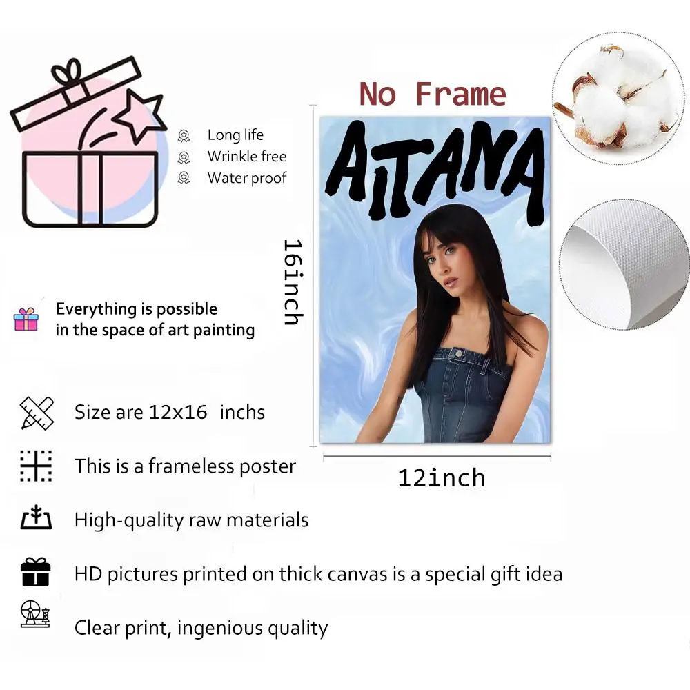 A-Aitana المغني ألفا اللوحة الخط قماش المشارك: تجعد الحرة للماء دائم جميع الفضاء جدار ديكور