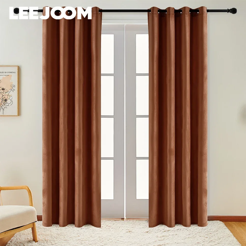 LEEJOOM Warm Winter Blackout Curtain Velvet Thick Lucurty Soft Window Drapes for Living Room Bedroom 1PC