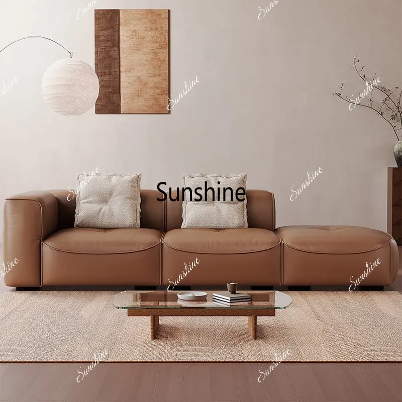 Tofu block split free module combination medium and small apartment leather sofa
