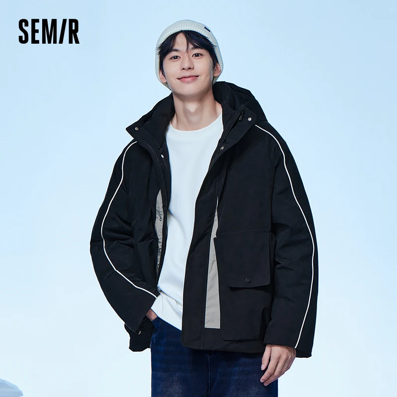 Semir Down Jacket Men 2023 Winter New Bright Color Matching Oversize Parka Mid-length Jacket