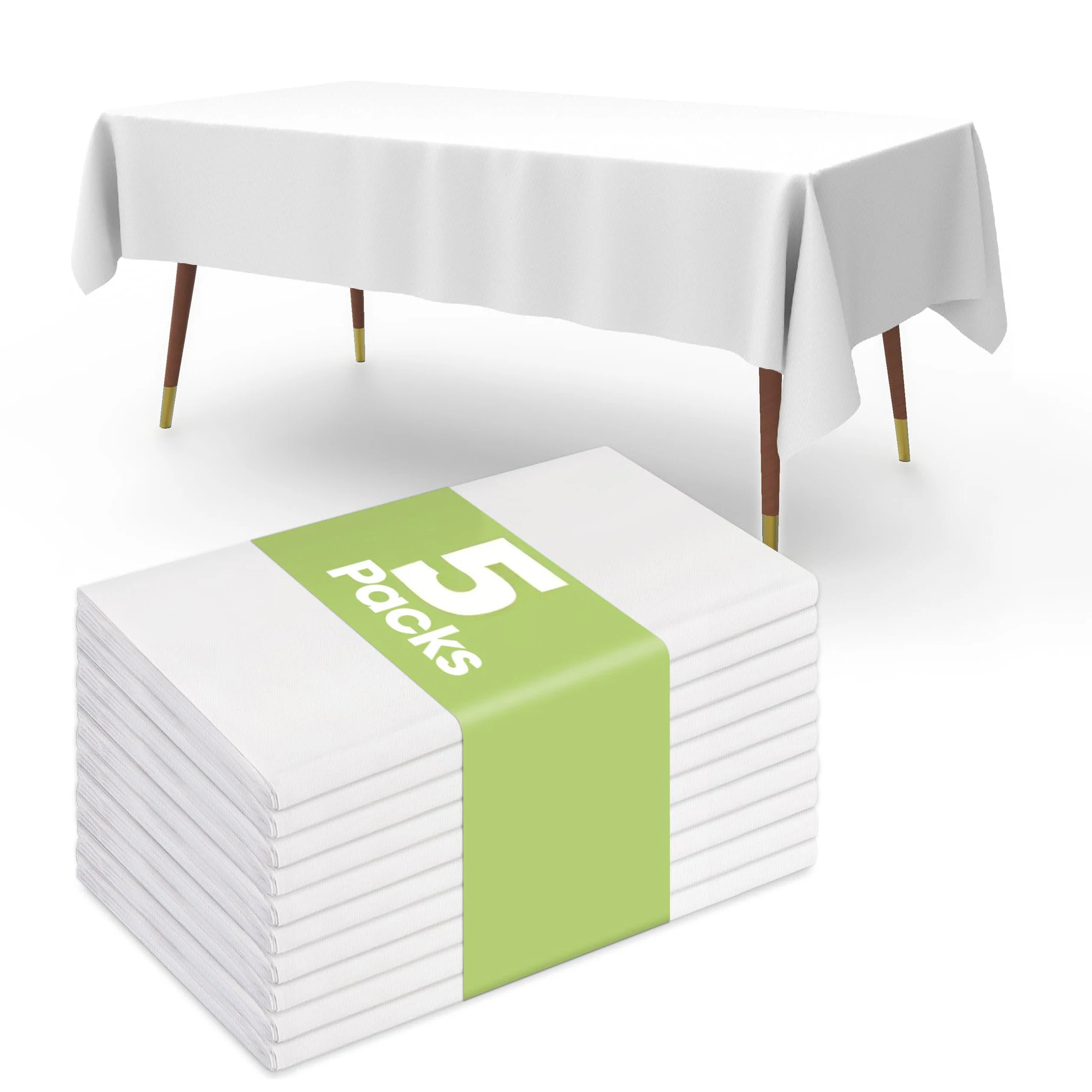 Paquete de 5 manteles de plástico desechables rectangulares blancos de 54 x 108 pulgadas para picnic, bodas, cumpleaños, Navidad y fiestas