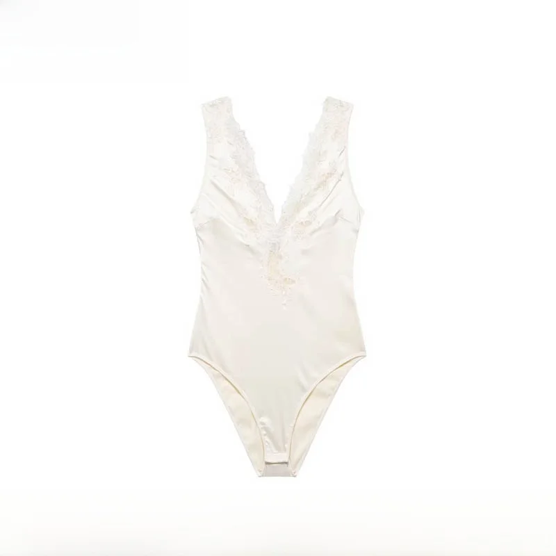 

Spring Summer New Women's Fashionable All-Match Silk Satin Sensation One-Piece Suit High Waist Short Pant Polyester Fiber