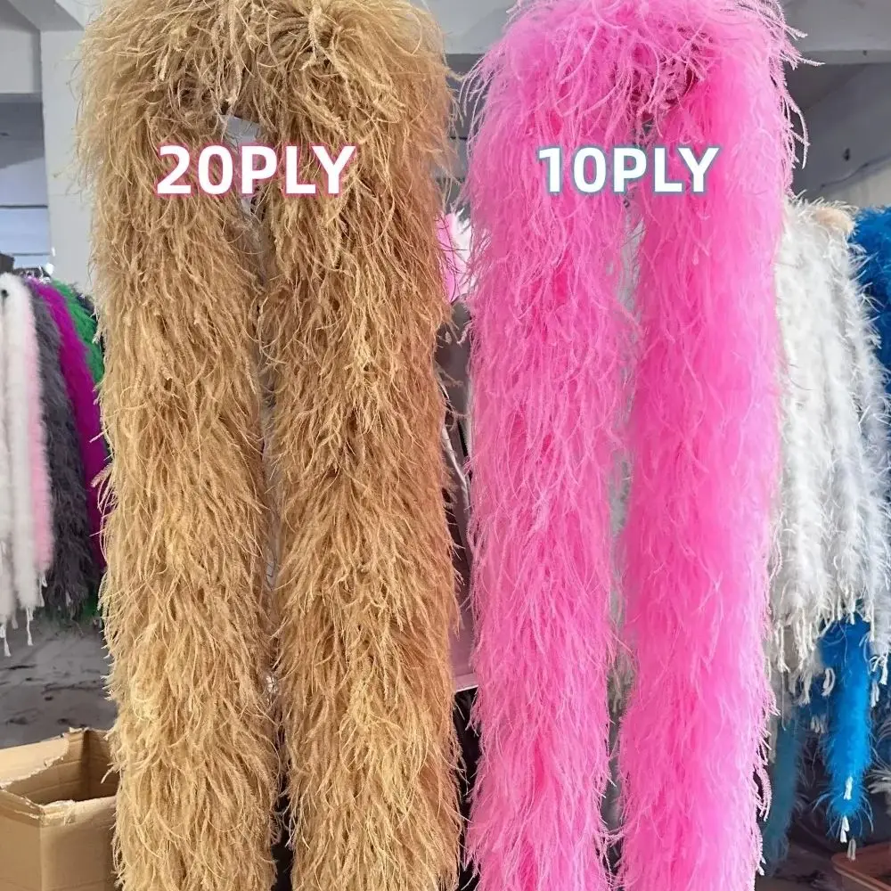 

4/6/10/13/20PLY Black Ostrich Feather Boa 2M Wedding Shawl Bride Accessory Clothing Dress Sewing Trims Party Stage Decor Ostrich