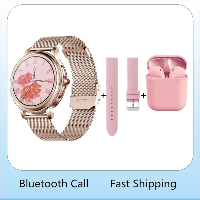 Bluetooth Call Women Smartwatch 1.2inch IPS Full Touch Screen Custom Watchface IP67 Female Smart Watch Korean Support 2023