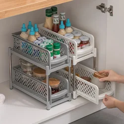 2 Layers Under Sink Organizers and Bathroom Storage Pull Out Cabinet Organizer,Sliding Cabinet Organizers with Storage Drawers