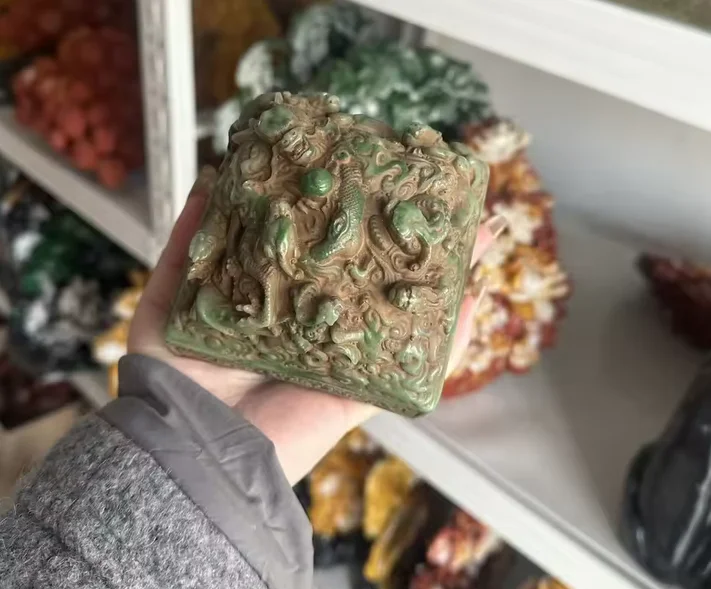 Shoushan Stone Dragon Seal Ancient Chinese Imperial Jade Seals Artificial stone Stamp Calligraphy Art Decor Figurine