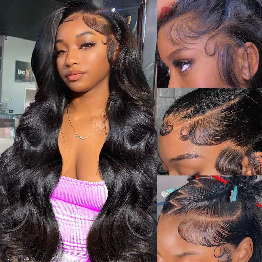 Body Wave 30 Inch 13X4 HD Lace Front 100% Raw Natural Black Wig PrePlucked 13x6 Lace Frontal Brazilian Human Hair Wigs For Women image 4