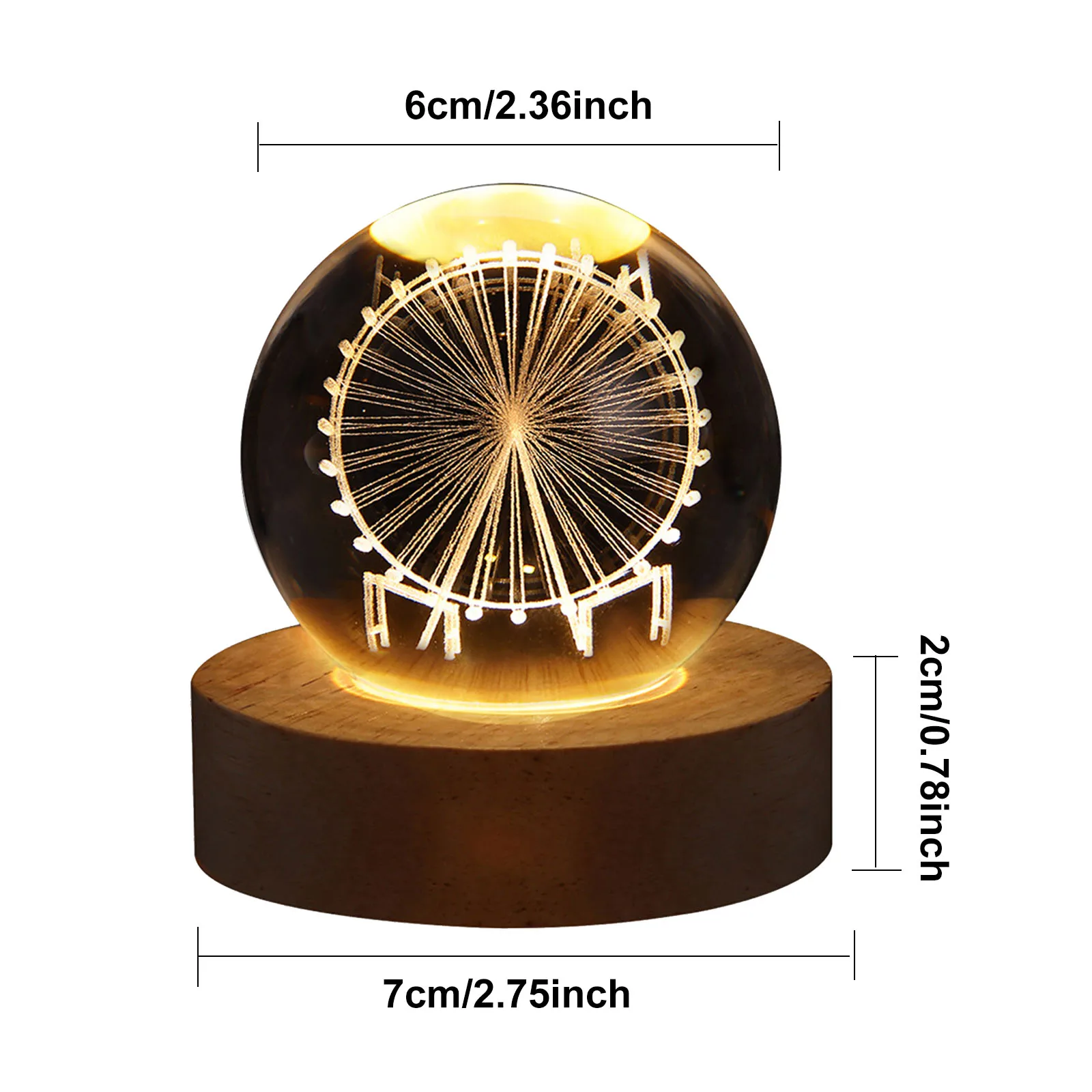 Crystal Ball Night Light Galaxy Space Astronomy Universe Planet Lovely Present USB Power Warm White Bedside Light 3D Night Lamp