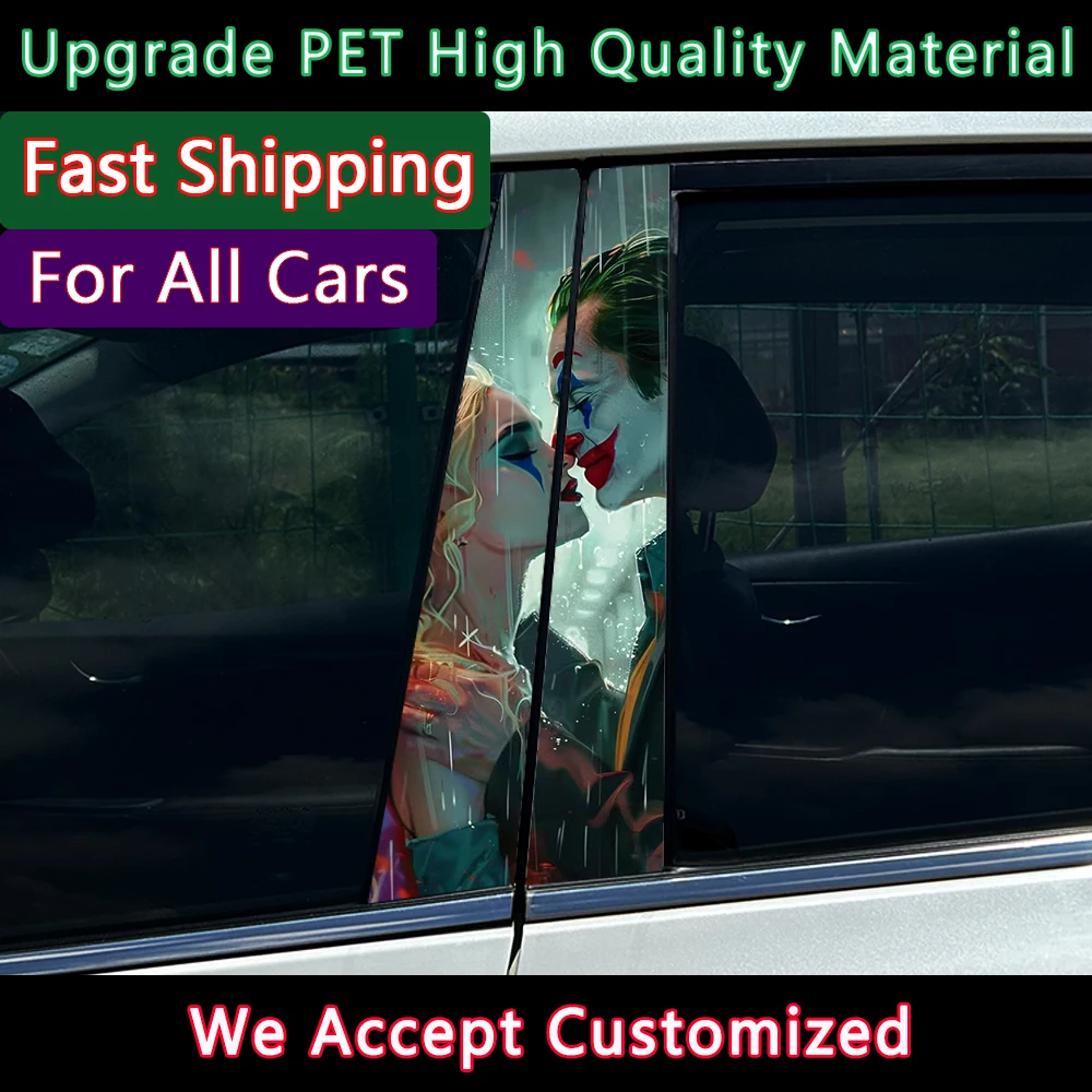 Joker couple Decals Car Stickers PET Waterproof Auto B Pillar Funny Decoration Cover Scratches Sunscreen Car Doors Pillar Trim