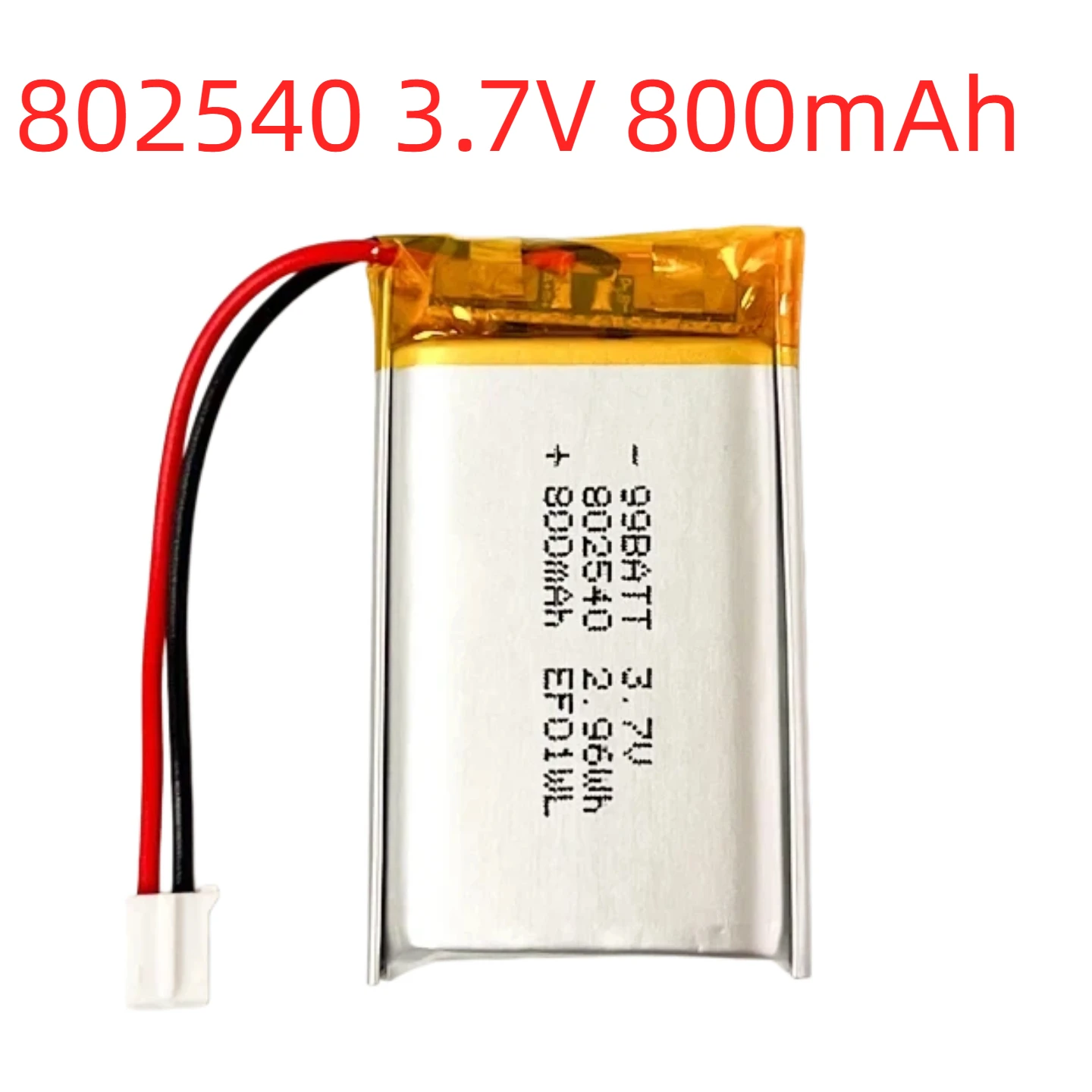 

802540 3.7V 800mAh Li-Po Battery, Batería de Polímero de Litio para Instrumentos de Belleza, Mini Ventilador, GPS, Toy