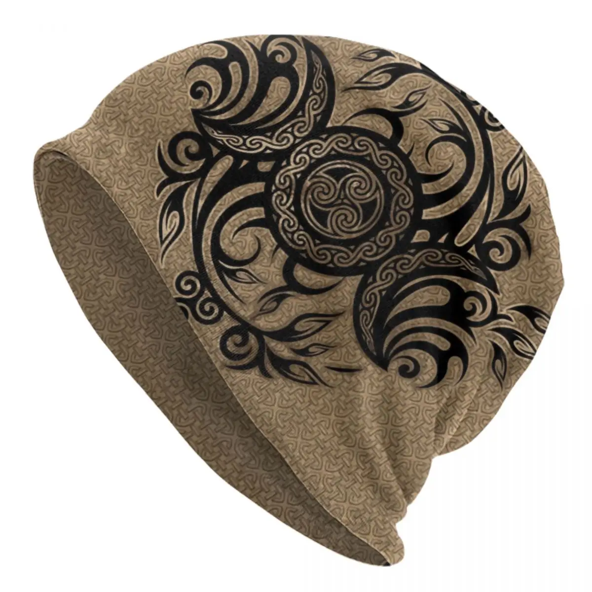 

Triple Moon With Triskelion Skullies Beanies Caps Winter Warm Knitting Hat Unisex Adult Pentagram Pagan Wiccan Bonnet Hats