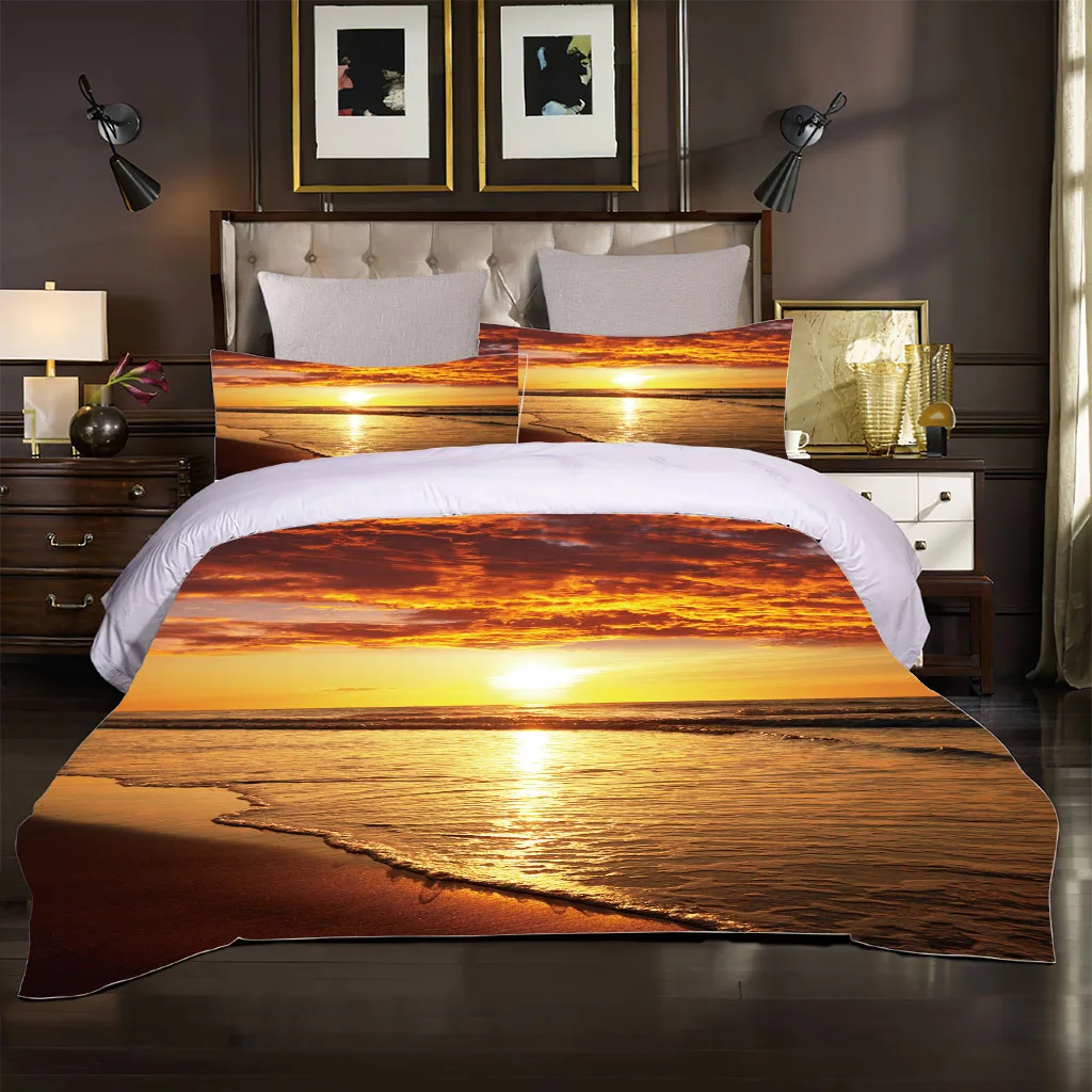 

Duvet Cover Queen Size 3D Red Sunset Landscape Digital Printing, Double Size Bedding Set, Fashion Design, For Girls Kids Room