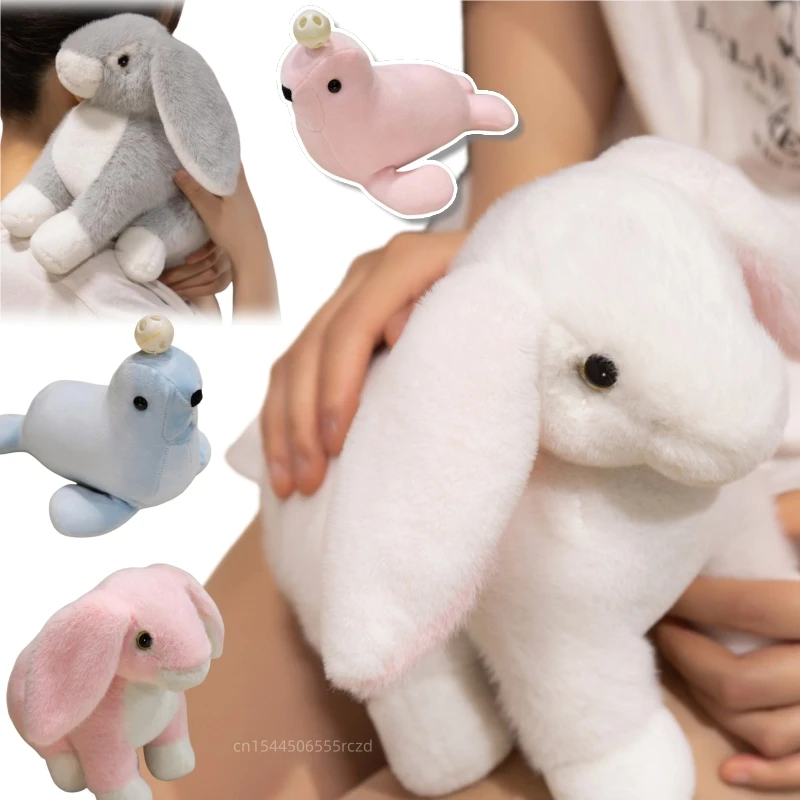 

25 см мультяшная красочная плюшевая кукла-кролик Kawaii, мягкие длинные уши, кролик, верхний шар, морской лев, плюшевая игрушка, украшение для дома, подарок для детей