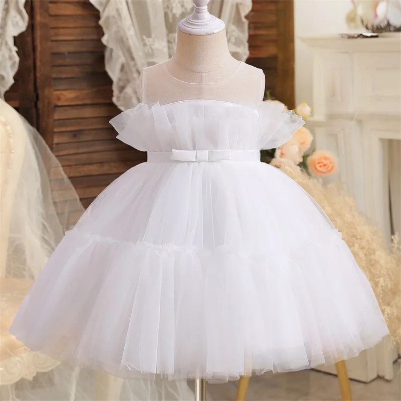 Toddler Girls Party Dress Infant Tulle Tutu Fluffy Prom Gown Children Bridesmaids Dress Princess Evening Birthday Summer Dresses