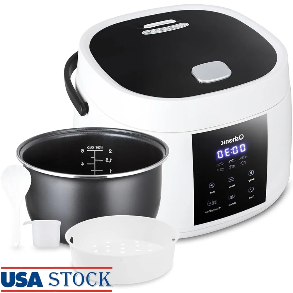 Elektrischer Reiskocher mit 6 Tassen, 6-in-1-Multikocher, intelligenter, antihaftbeschichteter, tragbarer, schneller Kochtimer, spülmaschinenfest, ideal für Reisen, Camping