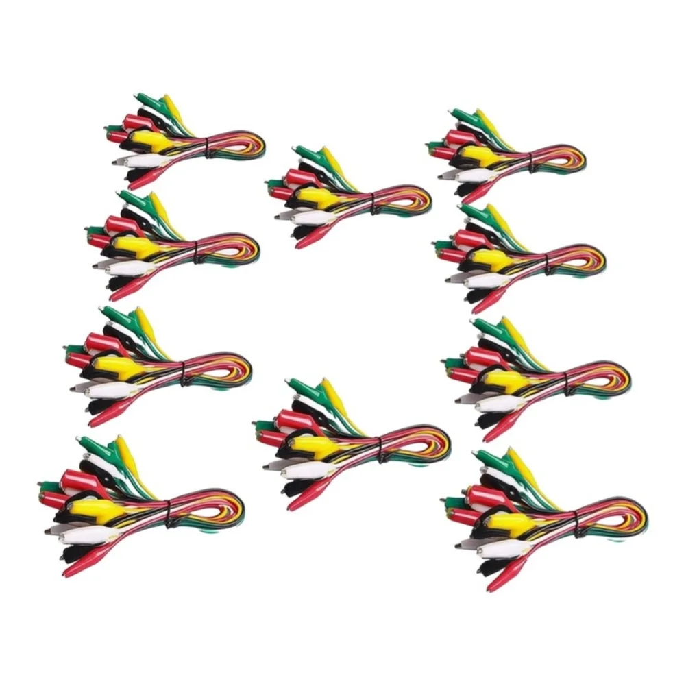 10 Piece Electrical Test Clip Set with Nickel Plated Steel Clips 22 AWG Copper Core Wires and PVC Insulated Handles