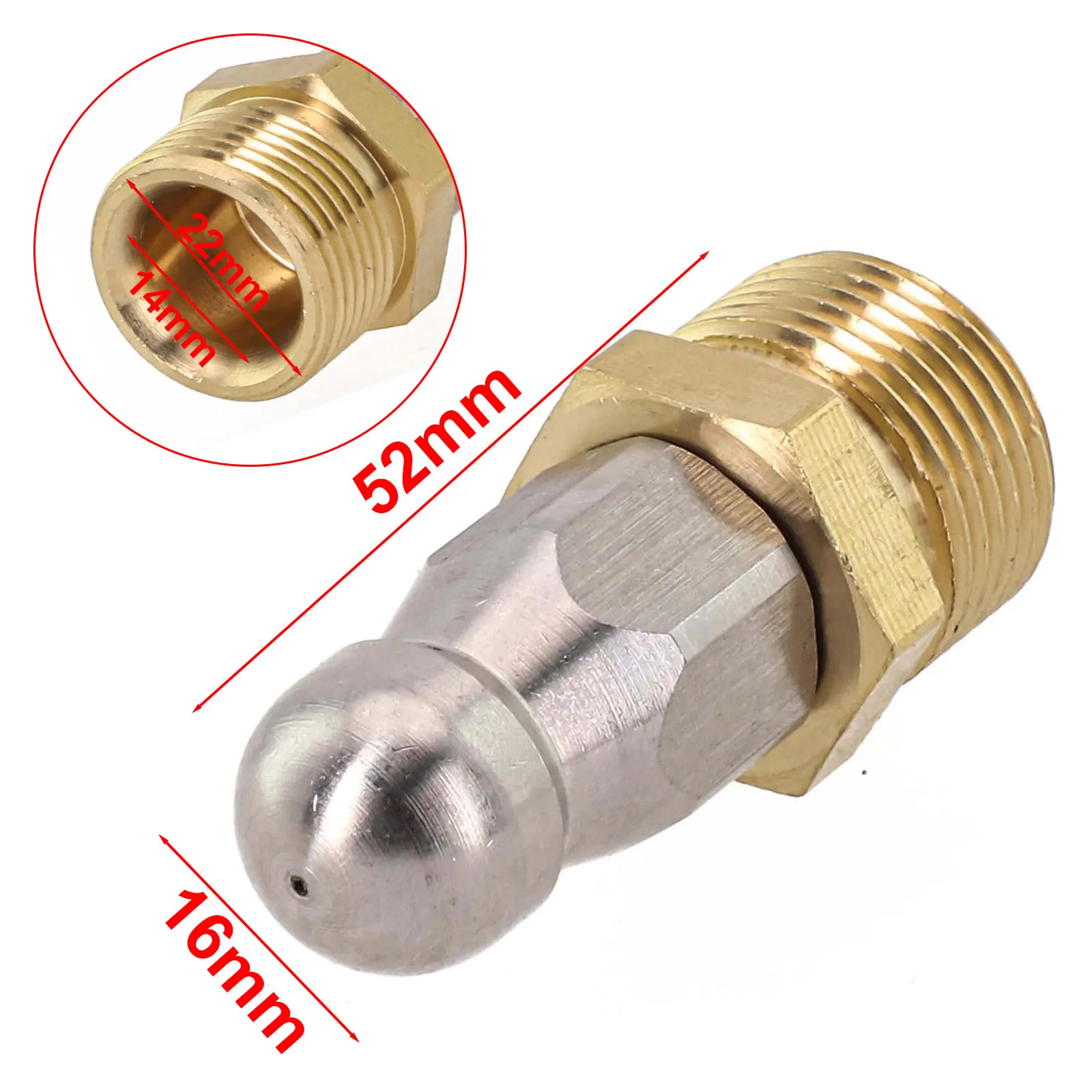 Cleaner Pipe Dredger Nozzle Tool M22 F14 Front Rear High Pressure washer Drain Sewer Cleaning Stainless steel Copper